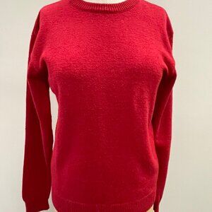 Red Silk Crew Neck Sweater